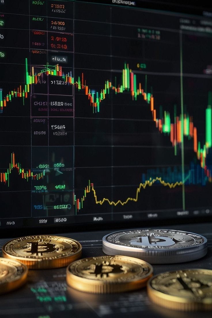 Crypto market chart with coins