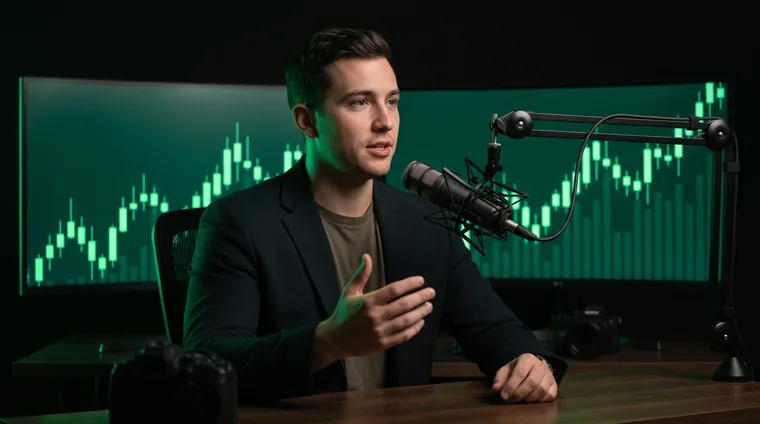A crypto content creator on a long-form livestream, the single source asset before it is clipped