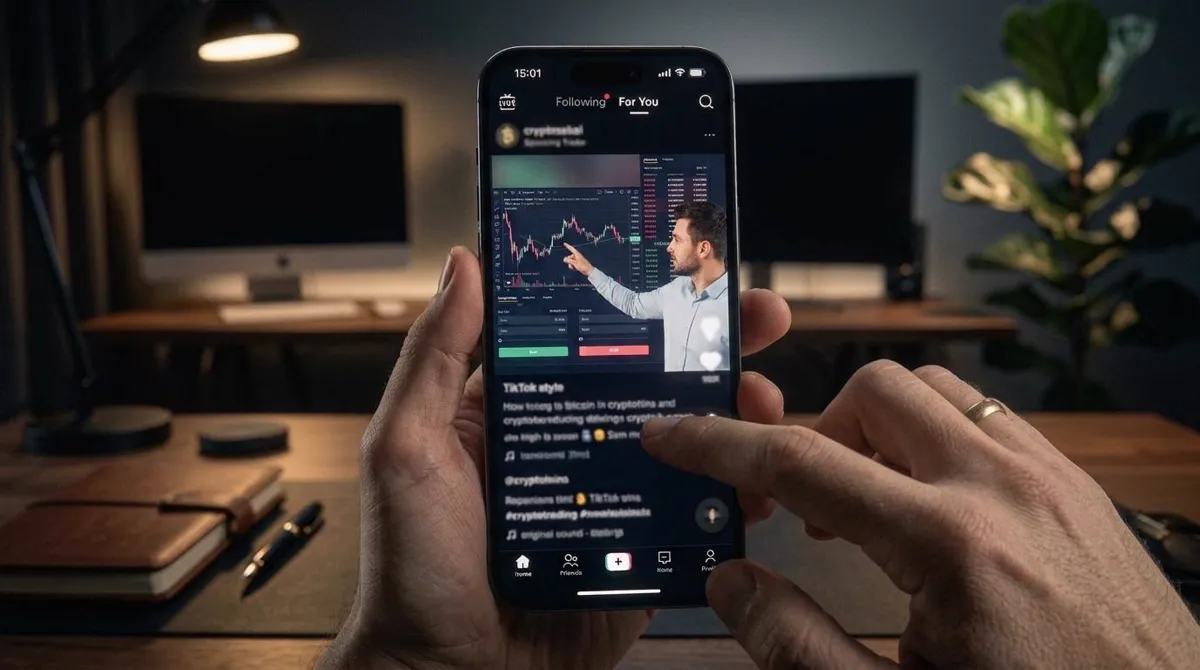 A crypto trading clip playing on TikTok